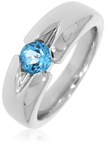 XEN Ring mit 5 mm Blautopas ca. 0,54 ct. rhodiniert 54 (17.2)