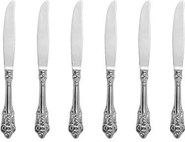 ZFQ Silber Besteck-Set Barock, Antik Look, aus 18/10 Edelstahl Spiegelpolierte, ideal für Haus, Küche, Restaurant, Hochzeit, Partys, Nachmittagstee, Dessertmesser 6-teiliges, Länge 21.2cm