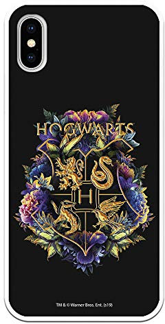 Funda para iPhone X - XS Oficial de Harry Potter Hogwarts Floral para Proteger tu móvil. Carcasa para Apple de Silicona Flexible con Licencia Oficial de Harry Potter.