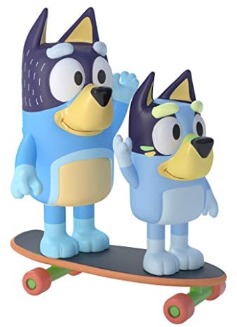 Bluey and Bandit Skateboarding Dad: Figuras de acción articuladas de 2.5 Pulgadas, Paquete de 2 Juguetes coleccionables Oficiales