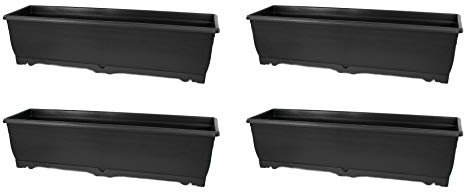 DARO DEKO Kunststoff Blumen-Kasten anthrazit 60 cm 4 Stück