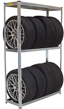 TRUTZHOLM Reifenregal 8 Reifen 795 kg 180x120x40 cm Gummischutz/Kantenschutz höhenverstellbar Reifenständer Steckregal Lagerregal höhenverstellbar Garagenregal Werkstattregal Schwerlastregal