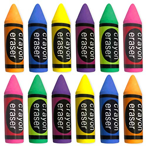 PartyPack 12x Kinder Radiergummis im Stiftform, Ideal zum Schulanfang, perfektes Mitgebsel, Kindergeburtstag Gastgeschenke, Radierer Partygeschenke