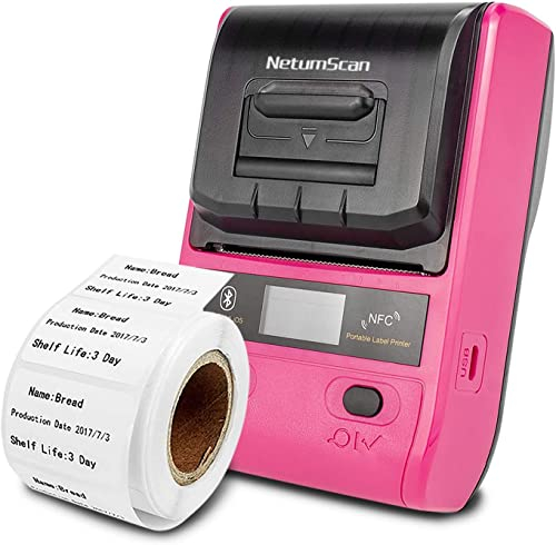NetumScan Portable Label Maker, 58-mm-Bluetooth-Thermo-Etikettendrucker für Barcode, Büro, Lager, Versand, Kleidung, Drucken von Schmucketiketten (G5-R Label Maker)