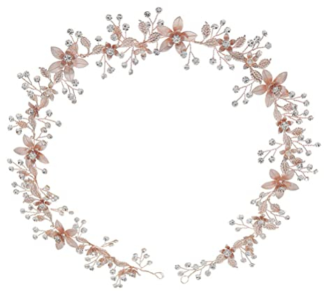 VALICLUD Ceinture de mariée strass fleur robe de mariée collier cristal mariée demoiselle d'honneur écharpe de mariage accessoire de fête de mariage or rose