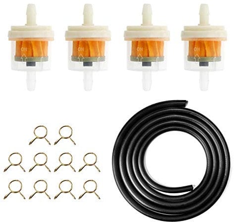 Benzinschlauch Kit, Motorrad Benzinfilter Mofa, Kraftstofffilter Diesel, 2M Inkl Kraftstoffleitung + 4 Stück 5mm Benzinfilter + 10 Stück Schlauchschellen für PKW Auto Motorrad Roller