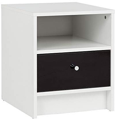 URBNLIVING Malibu Draw Kompakter Holz-Schlafzimmer, Nachttisch, Möbel, Beistelltisch, Aufbewahrung (Weiß & Schwarz)