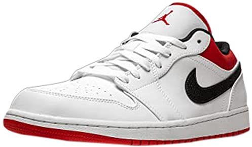 Nike Herren Air Jordan 1 Low White/Gym Black/Particle, White/Gym Rot-Schwarz, 44 EU