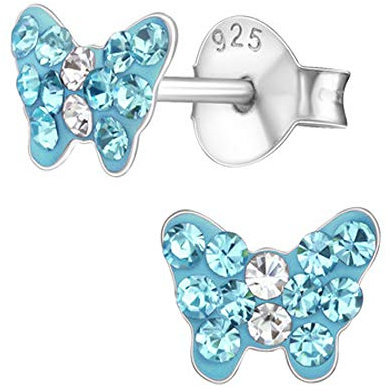Mädchen Damen Ohrstecker echt 925 Sterling Silber Zirkonia Kinder Ohrringe Schmetterling