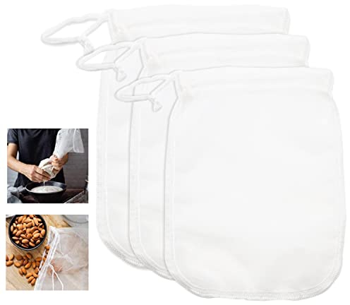 Nussmilchbeutel Bio Waschbar Passiertuch Nylon Feinmaschiges Filtertuch für vegane Nussmilch Mandelmilch Obstsaft Kaffee Käse Glühwein 3 Größen(S M L)
