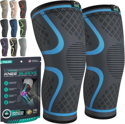 MODVEL Paquete de 2 rodilleras de compresión para hombres y mujeres, rodilleras para correr, ortopédicas para el alivio de rotura de menisco, artritis y malestar articular (XS)
