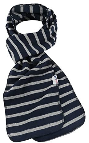 modAS Unisex Schal Bretonischer Kettelrandschal - Herrenschal Damenschal aus Baumwolle Größe 20 x 180 cm in Blau-Grau-Melange