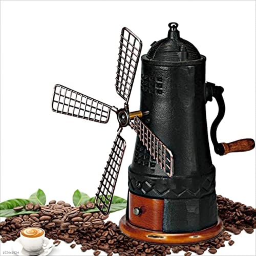 AVLUZ Molinillo de café Manual, molinillo de granos de café de molino de viento, molinillo de café antiguo con manivela de hierro fundido for hacer café de malla