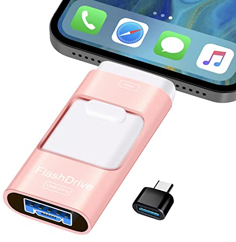 ZARMST Clé USB 512 Go, Extension de Cle Mémoire Externe, Clé Photo, Lecteur Flash pour iOS et Android, Ordinateur, Pc, Photos/Vidéos/Fichiers Copiés en Un Clic (Rose)