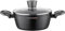 FLORINA olla de aluminio (2,5 l) | 20 cm de diámetro | Olla con tapa de cristal - antiadherente | Olla de inducción - ovalada | Ideal para cocina de inducción, cocina de gas y cocina eléctrica (Negro)
