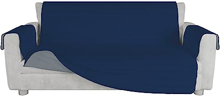 Italian Bed Linen TRENDY Sofabezug zweifarbig aus Mikrofaser, Dunkelblau/Hellgrau, 3 Plätze