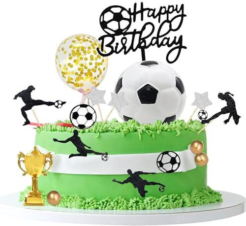 YHUIKXIN Tortendeko Fussball Set 27 Pcs - Tortenaufleger Geburtstag Kinder Kuchendeko - Topper Figuren Cake Topper für Junge Fußball Party Cupcake Toppers Deko