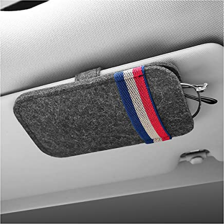 JNNJ Car Sun Visor Organizer, Sunglasses Holders for Vehicle Sun Visor, Durable Universal Automotive Eyeglasses Holder Storage Pouch, Eyeglasses Mount and Ticket Card Clip for SUV Truck(Grey)