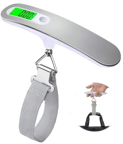 EcoNour Báscula de equipaje digital portátil para pesadora de maleta de viaje con función de tara, capacidad de 50 kg con función de tara retroiluminada, ligera para bolsas, viajes, vuelos