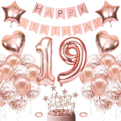 19 Jahr alte Ballon Geburtstagsdekoration, Nummer 19 Geburtstag Ballon Dekoration, Roségold Nummer 19 Geburtstag Ballon Dekoration, Nummer 19 Ballon Geburtstag Dekoration