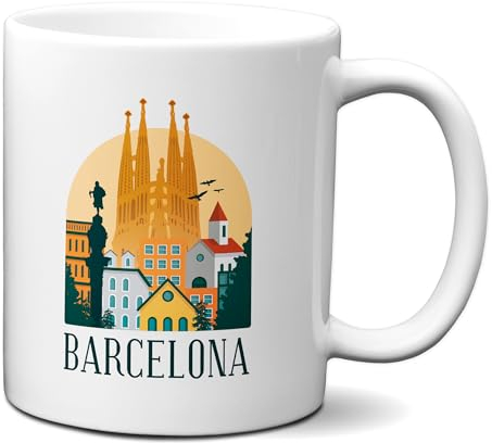 Planetacase - Taza Barcelona Ciudad - Souvenir Recuerdo - Desayuno Café 330 ml - Apta para Microondas y Lavavajillas - Diseño Único y Resistente - Cerámica