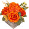 Hollyone Artificial Flowers Mixed Roses Hydrangeas Peonies in Pot, Orange Silk Flowers Decorative Faux Flowers with Pot for Centerpiece, Wedding, Bathroom, Kitchen, Home Decor