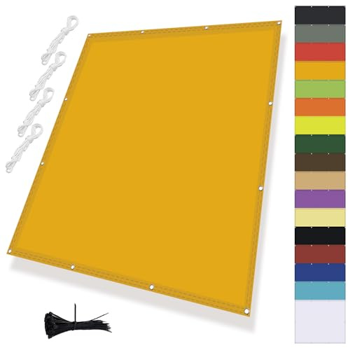 MENGH Parasol Voile, Tissu de Balcon avec Œillets, Voile d'ombrage Rectangulaire Imperméable, Imprégné Hydrofuge 95% de Blocage UV, Décoration pour Garde-corps de Balcon, Terrasse & Jardin Jaune