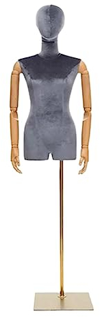 Schaufensterpuppe Aus Festem Schaumstoff, Halbkörperpuppe, Samtoberfläche, Weiblicher Schaufensterpuppen-Torso, Höhenverstellbar, Schaufensterpuppenkörper, Einfache Aufbewahrung