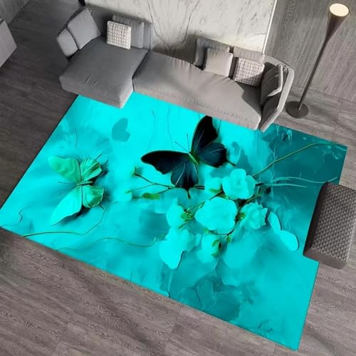 3D Gedruckte Matte Teppiche Anti-Rutsch Teppich Teppich Home Decoration Print Schlafzimmer Anti-Rutsch Boden Teppich Schmetterlingsinsektenmotte 200 X 300 cm Junge Jugendlich Mädchen Zimmer -7L9F+V1