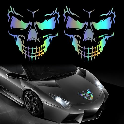 TOMALL Totenkopf-Aufkleber für Auto, Halloween, Vinyl, Skelett, Grafik-Aufkleber für Karosserie, Motorhaube, Fenster, Türen, selbstklebende Aufkleber für LKW, Windschutzscheibe, Wand, lustige