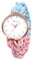 JewelryWe Damenuhr Elastisch Haarband Uhr: Damen Analog Quarz Armbanduhr Multifunktionale Lässige Uhr mit Blau Pink Geflochten Haargummi Stretch Wickelarmband Geschenk für Frau Mädchen