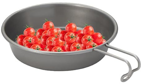 Camping Plates, Camping Vessels, Stainless Steel Pot, Outdoor Stainless Pot with Handle, Portable Camp Cookware 280ml, 95g, Retro Color for Camping, Hiking, Spades