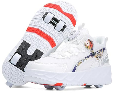 Hiseng Schuhe mit Rollen für Mädchen, Schuhe mit Rollen für Jungen Rollschuhe Schuhe 2-in-1 Roller Schuhe Schuhe mit Rollen Kinder Outdoor Turnschuhe Turnschuhe mit Rollen Versenkbarer