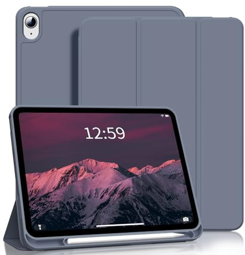 SZPSGC Hülle für iPad (A16) 11./10. Generation 11/10,9 Zoll 2025/2022 mit Stifthalter, Auto Schlaf/Wake, Smart Stand mit weicher TPU-Rückabdeckung, Lila Grau