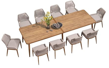 PURPLE LEAF Gartenmöbel Set 11-TLG PE Rattan Gartenmöbel Sitzgruppe Set 10 Stühle mit Tisch, Terrassenmöbel Außen Balkonmöbel für 10 Personen Garten Essgruppe Esszimmer-Set