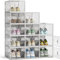 FUNLAX Shoe Boxes, Stackable Transparent Shoe Storage Box with 12 Pack, Plastic Shoe Storage Organisers with Magnetic Door, Fit up to UK Size 12, White