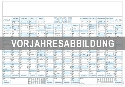 Zettler Plakatkalender 14 Monate blau 5 Stk. gerollt 2026 – Wandkalender groß 100 × 70 cm, 14 Monate auf 1 Seite inkl. Dez. 2025 & Jan. 2027, Tages-, Wochen- & Arbeitstagezählung, 5 Stück gerollt
