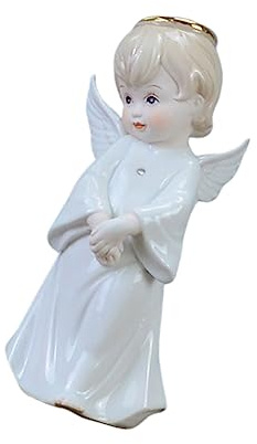 Cabilock Keramik Engel Figur Kleine Tischdeko Handgefertigt Weiß Zierliche Heimdekoration Geschenkidee Für Wohnzimmer Bücherschrank