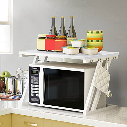 Supfine Support de Four à Micro-Ondes Étagère de Rangement pour Micro-Ondes Multifonctio Étagère de Stockage Meuble Micro Onde en Acier au carbone (57 * 38 * 38cm, blanc)
