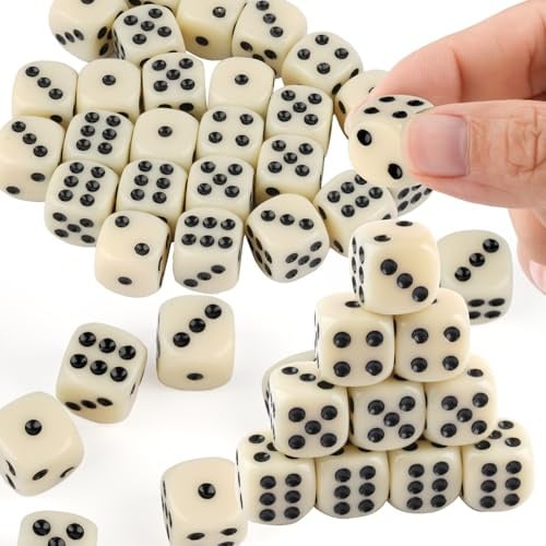 50 Stück Spielwürfel, 14 mm Beige Acryl Würfel mit Runden Ecken,