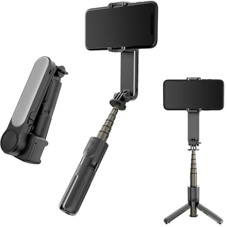 Telefon Gimbal Stabilisator, Handheld 3 -Achse -Gimbal -Stabilisator für Telefon, 3 Farbgefüllleuchte & Fernverschluss, Selfie Stick Stativ für Live -Streaming -Vlogging, Schwarz