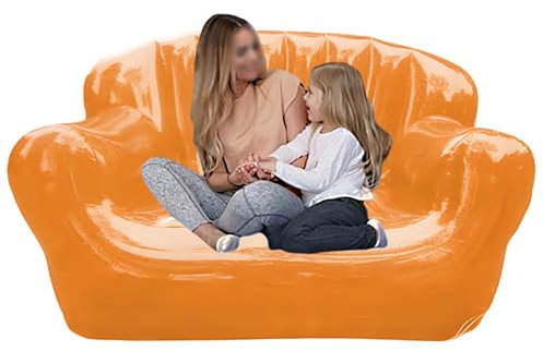 XHHBS Aufblasbare Couch, Luftsofa, 0,45 mm Dickes Luftsofa, Couch, aufblasbarer Stuhl for Wohnzimmer, Campingmöbel, Reisen, Wandern, Familie(Orange)