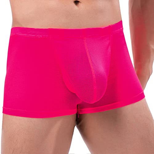 Boxer da uomo, mutande hipster, boxer da uomo, in cotone, stile retrò, traspiranti, elasticizzati, 2025, rosa intenso, M