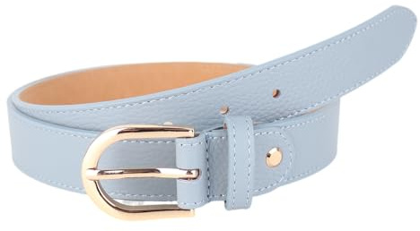 MIRROSI Ledergürtel Damen Herren Gürtel, Made in Italy, 3cm breit (Babyblau (Goldene Schnalle), 85cm)