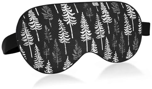 Black and White Design Redwood Midnight Design Travel Essential Eye mask Sleep with Elastic Adjustable Band Blackout Cozy Night Eye Cover Airplane