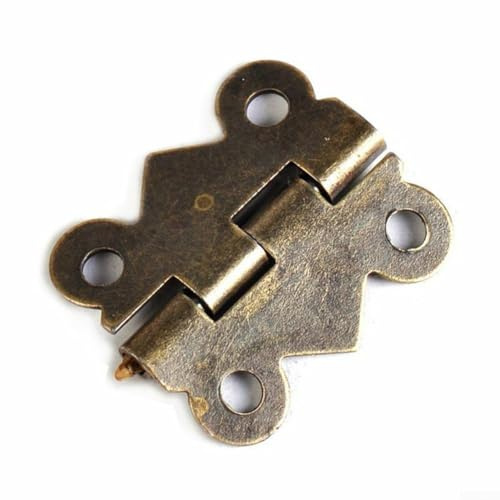 Zilimontt Schmetterlingsscharniere in Antik-Bronze, 20 x 25 mm, Mini-Eisen-Box-Scharniere mit graviertem Design für Schmuckschatullen, kleine Schränke, Schubladen, Puppenhäuser, Tischlerei, 40 Stück