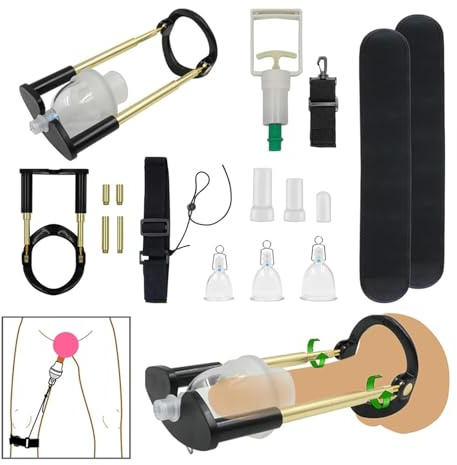 Male 3In1 Vacuum Penis Extender Enlargement System Set, Men's Penis Hanger Penile Stretcher Belt Kit, Extension Pump Sex Toys for Men, Adjustable Stretching Stretcher Device