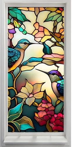 Stained Glass Privacy Film | Colorful Paint Film | Static Clings for Window Privacy Sunset Seaside Decorative Removable PVC Static Clings