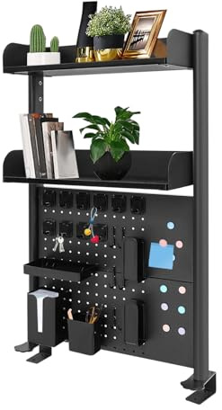 Desnysmf 2 Shelves Clamp On Desk Organizer Shelf Multipurpose Countertop Hutch Bookshelf Desktop, Used To Store Books, Cups, Craft Supplies, Stationery, 60 * 12.5 * 95cm Black
