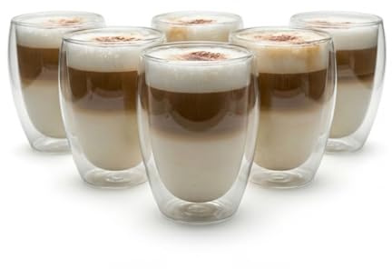BigDean 6x 300ml doppelwandige Latte Macchiato Gläser Borosilikatglas | Kaffeegläser Cappuccino Gläser Thermogläser